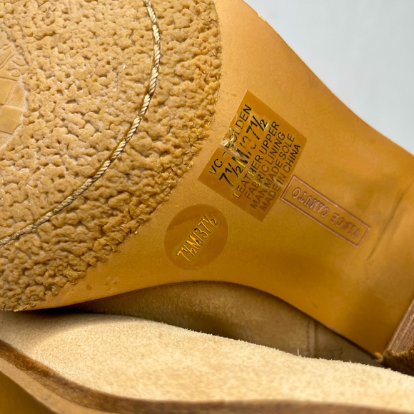 Vince Camuto Beige Suede Mesh Western Block Heeled Ankle Boots Booties - Picture 12 of 13